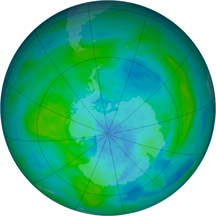 Antarctic ozone map for 09 March 1989